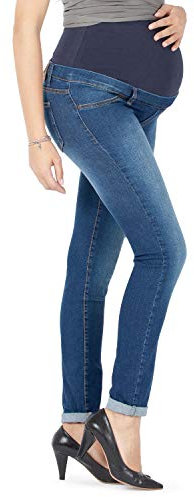 Milano - Jeans Premaman Donna Basic, Super Elasticizzato e Comodo, Pantaloni Skinny, Abbigliamento per Ogni Fase della Gravidanza (Stone, L)