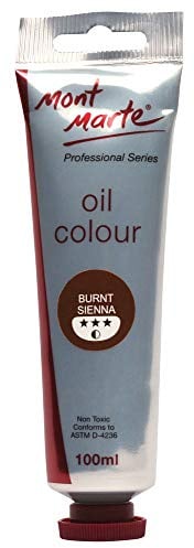 MONT MARTE Premium Oil Paint, 100ml (3.4oz), Burnt Sienna, Good Coverage, Excellent Tinting Strength