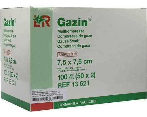 GAZIN Mullkomp.7,5x7,5 cm steril 8fach 50X2 St