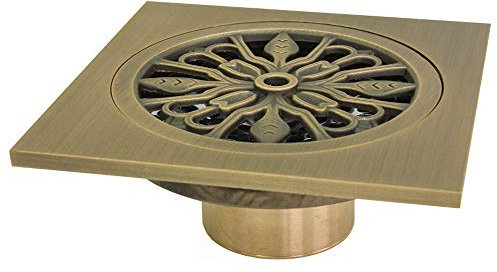 Bodenablauf Abfluss 10 x 10 cm Antik Messing Dusche Bad Keller Geruchsverschluss Garage Sanlingo