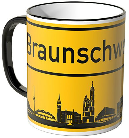 WANDKINGS® Tasse, Skyline Braunschweig - Schwarz, Keramik, 0,3 l, Spülmaschinenfest