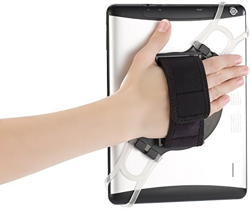 Callstel Tablet Halter Hand: 2in1-Tablet-Halterung mit Handschlaufe & Ständer für Tablets 7-11,9 (iPad Halterung Hand, Tablet Handhalter, Smartphone)