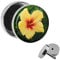 Treuheld | Ohrstecker zum Schrauben - Hibiskus Blüte gelb-rot - Motiv Fake-Plug Ø 10mm Silber - Edel-Stahl Ohr-Ringe - Chirurgen-Stahl 316L Fake-Tunnel - Gewinde Ohr-Stecker - Schönes Geschenk