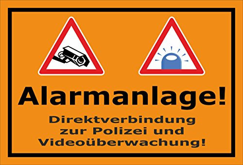 Melis-Folienwerkstatt Schild Alarmanlage Videoüberwachung – 45x30 cm – Aufkleber – mehrere Größen/Materialien