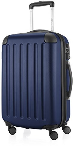 HAUPTSTADTKOFFER - SPREE - Handgepäck Hartschalen-Koffer Trolley Rollkoffer Reisekoffer, 4 Doppel-Rollen, 55 cm, 42 L, Dunkelblau