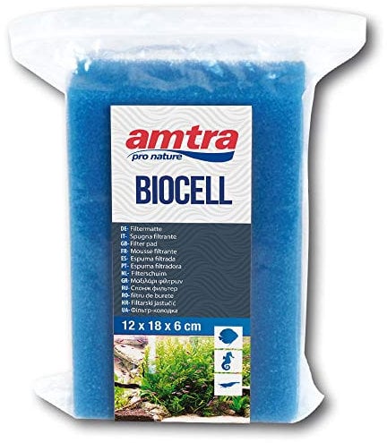 Amtra Biocell Blue Foam - Spugna acquario sintetica, Spugna filtro acquario meccanico, atossica, porosità fine, 18x12 cm