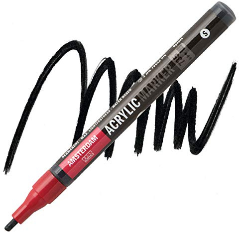 Amsterdam Acrylic Marker - 2 mm Oxidschwarz 735 - Wasserfest & Permanent - Lichtechte Pigmente - Vielseitige Feder - 46 Farben