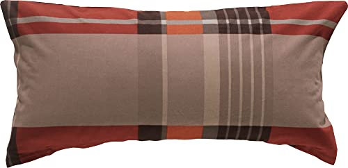 Erwin Müller Zusatz-Kissenbezug, Kissenhülle Flanell Karo rot-braun Größe 40x80 cm -pflegeleicht, bügelleicht, 100% Baumwolle, mit Reißverschluss (weitere Größen)