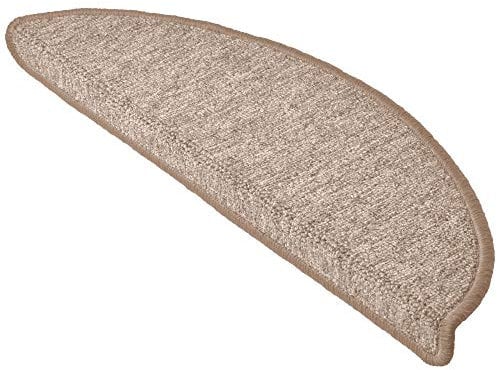 Beautissu Treppenstufen Matten 55x15 cm – 15 Stück Schmale Treppen Stufenmatten Selbstklebend Innen Treppenmatten Stufenmatte Teppich Treppenteppich Stufenteppich Halbrund Sand – ProStair