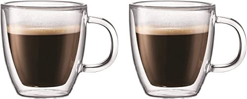 Bodum 10602-10 BISTRO Espresso Mugs Set (Double-Walled, Dishwasher Safe, 0.15 L/5 oz) - Pack of 2, Transparent