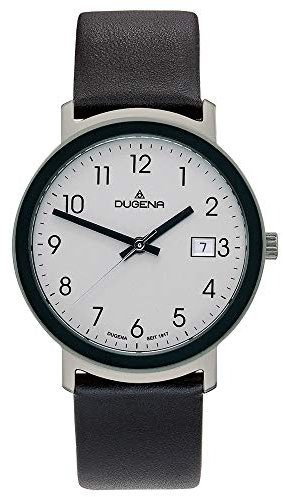 Dugena Nero Herren-Armbanduhr, Edelstahlgehäuse, Mineralglas, Lederarmband, Dornschließe, 5 bar (Grau/Schwarz)