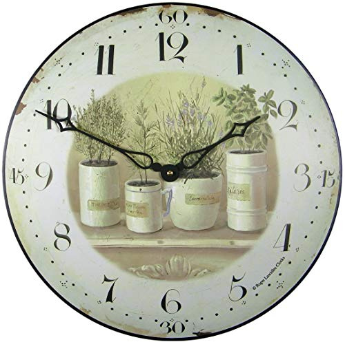 Herb Pots Wall Clock - 36cm