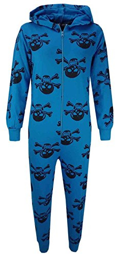 A2Z 4 Kids Kids Unisex Kids Unisex Skull & Cross Bone Print Onesie All in One Halloween Costume Jumpsuit PJ's Age 5-13 Years