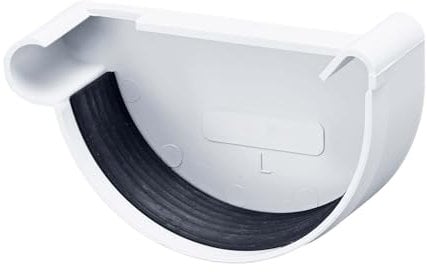 INEFA Testata per grondaia, semicircolare, in PVC 150mm, sinistra, bianco accessori per grondaie pvc, montaggio facile a innesto, Made in Germany