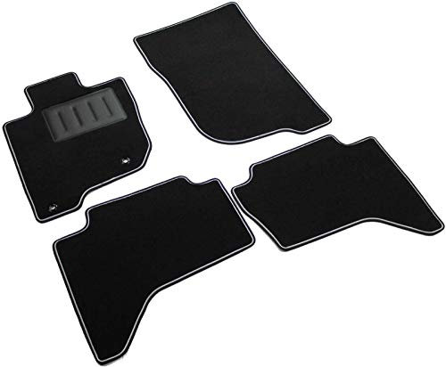 Das Teppich Auto, sprint01014, Fußmatten Teppiche Schwarz rutschfest, verstärkter Rand, zweifarbig, Absatzschoner aus Gummi, L200 Double Cab 2007 >, Fullback 2016 >.