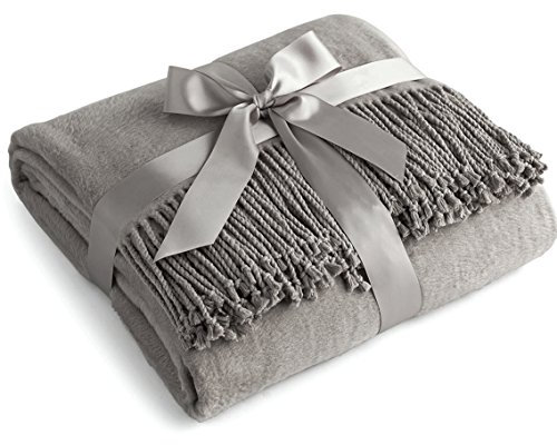 Luxuriöse, reine 100 % Maulbeerseide, echte natürliche 100 % Seide, übergroße superweiche Plüschdecke in Elfenbein oder Beige (Grau)