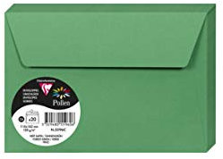 Clairefontaine 5596C - Packung mit 20 Umschläge Pollen, Format C6, 114 x 162mm, 120g, ideal für Korrespondenz und Einladungen, Tannengrün, 1 Pack