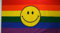 Regenbogen mit Smily Fahne Flagge Grösse 1,50x0,90m