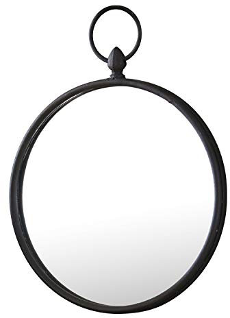 Loberon Spiegel Franton, Romantischer Stil, Antik-Look, Wandspiegel mit Satinschleife, Wandschmuck, Wohn-Accessoire, Eisen, Spiegelglas, schwarz/klar