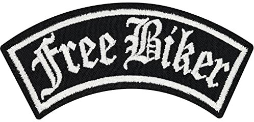 Free Biker Patch Rider Rankpatch Aufnäher Aufbügler für alle Stoffe& Leder Motorrad Bügelbilder Motorbike Sticker Motorcycleclub MC Iron on Patches l 90x40mm
