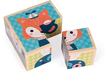 Janod J08000 My First Wooden Blocks, Forest Portraits