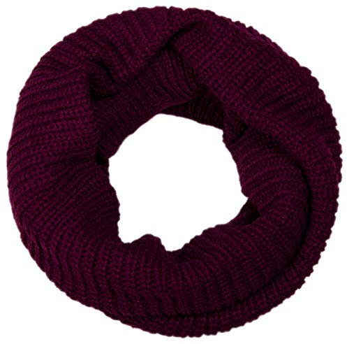 styleBREAKER Unisex Feinstrick Schal, einfarbiger Loop Schlauchschal, Feinripp Winter Strickschal, Loopschal 01018112, Farbe:Bordeaux-Violett
