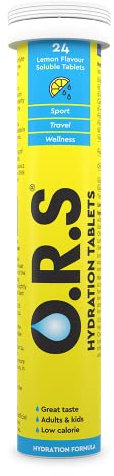 O.R.S Hydration Tablets - Lemon, Pack of 1 | Electrolytes for Dehydration, Sports & Travel Recovery Drinks | Oral Rehydration Salts for Electrolyte Replacement | Vegan, Gluten-Free, Low Calorie