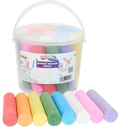 Colorations Jumbo Washable Sidewalk Chalk Set - 20 Pieces, 8 Assorted Colors, 4” x 1” Each, Non-Toxic, Outdoor Play for Kids, Ages 4+