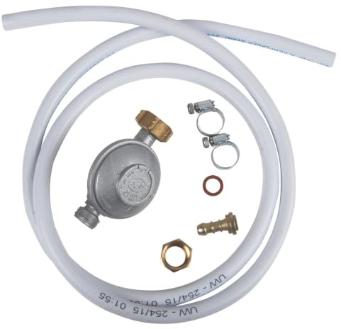 Dipra - Tube Souple Gaz Butane + Détendeur Tétine - Norme NF D 36-110 - Validité 5 ans - Avec 2 Colliers de Serrage - Longueur 1,5 m