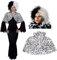 0315Q9QVS9S Déguisement de la célèbre femme cruelle en Dalmatiens avec une robe noire + une cape couvrant les épaules + une perruque coupe carrée pour adulte. Idéal pour les fêtes d'Halloween. (XL)