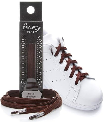 leazy flat Cordones elásticos S: (Hasta 4 ojales por lado, Marron Oscuro)