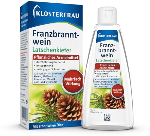 Klosterfrau Franzbranntwein Latschenkiefer | Dosierflasche 400 ml | lindert den Schmerz, wirkt durchblutungsfördernd, entspannt die Muskulatur | bei Muskel- und Gelenkschmerzen & stumpfen Verletzungen