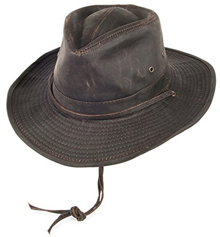 Dorfman Pacific Outback Cowboyhut aus Verwitterter Baumwolle - Braun - XL