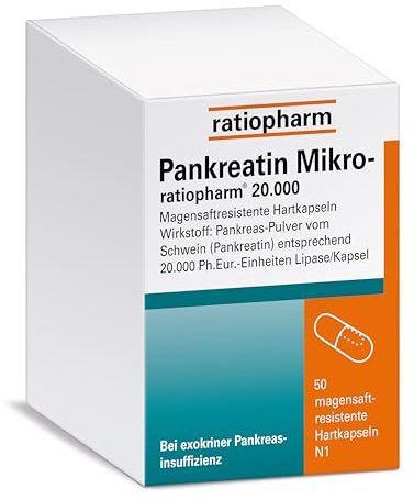 Pankreatin Mikro-ratiopharm 20.000, 50 magensaftresistente Hartkapseln | Unterstützt die Verdauung bei Bauchspeicheldrüsenstörungen