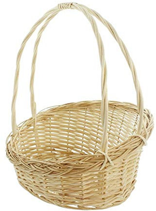 Dekoleidenschaft großer Bügelkorb aus Weide geflochten, weiß, Weidenkorb, Aufbewahrungskorb, Geschenkkorb, Dekokorb, Blumenkorb, Präsentkorb, Aufbewahrungs-Körbchen, Obstkorb