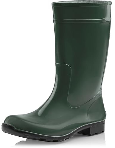 Ladeheid Damen Gummistiefel 100% Wasserdticht Regenstiefel Damen LA-967 (Flaschengrün/Schwarz, 39 EU)
