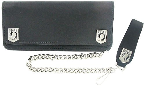 Bikers Shield BW01010 Biker-Geldbörse aus Leder, 17,8 cm, mit POW/MIA-Schnappverschluss, Schwarz