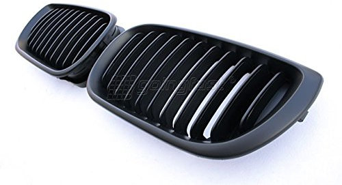 Kühler- Sport- Front- Rippen- Grill Schwarz Matt Eintragungsfrei Set Passend für BMW E46 Limousine Touring Facelift 02-05
