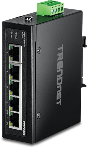 TRENDnet 5-Port Industrial Gigabit Ethernet DIN-Rail Switch, TI-G50
