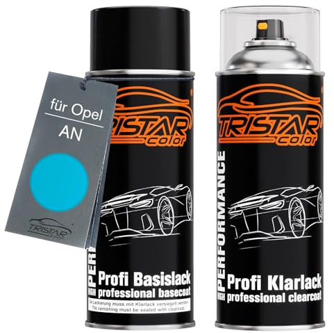 TRISTARcolor Autolack Set Spraydose für Opel AN Hermesblau + Klarlack | Set aus Basislack + Klarlack, Sprühdosen 400ml