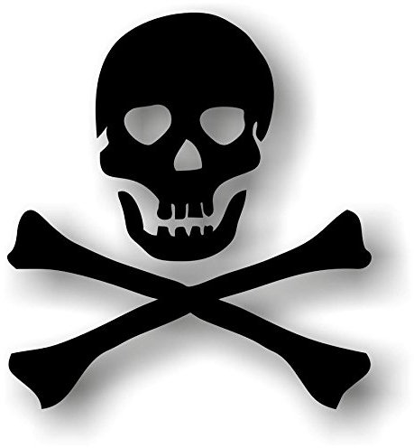 Adesivo per, Laptop, Auto, Moto, a Forma di Teschio dei Pirati, Nero