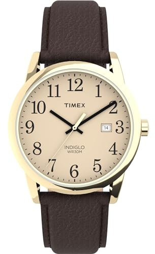 Timex Men's TW2P75800 Easy Reader Gold-Tone Brown Leather Strap Watch