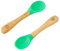 bamboo bamboo ® Lot de 2 Cuillères de Diversification pour Bébé | Bambou avec Embouts en Silicone Souple | Manches Ergonomiques à Prise Facile | Sans BPA (Lot de 2, Vert)