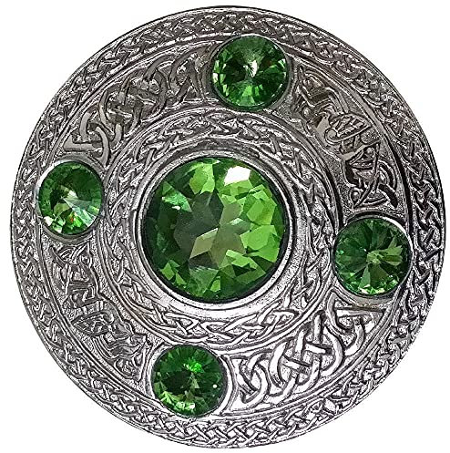 Schottisch Fly Plaid Brosche Grün Stein Silber Verzierung 4/Hochland Kilt Fly Plaid Brosche