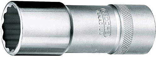 GEDORE Steckschlüsseleinsatz, lange Ausführung, Nuss, 1/2'' 12,5 mm Antrieb, UD-Profil, 14 mm Weite, Werkzeug, D 19 L 14, Stahl verchromt