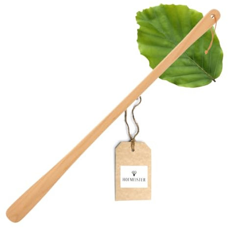 HOFMEISTER® Chausse-Pied Long en Bois 63 cm, pour Enfiler et enlever Chaussures et Bottes sans se baisser, en hêtre huilé, Made in EU