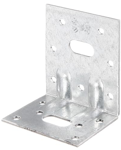 Alberts 335717 Schwerlast-Winkelverbinder mit zwei Sicken | sendzimirverzinkt | 50 x 77 x 64 mm