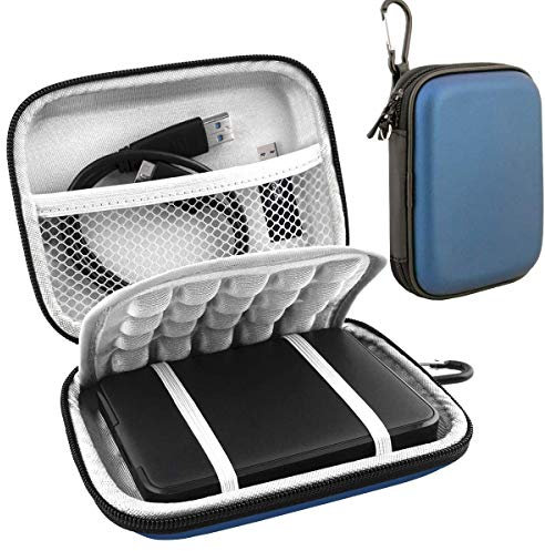 Lacdo Fundas para Disco Duro Externos para Western Digital WD Elements, WD My Passport, WD My Passport para Mac Ultra HDD EVA 1TB 2TB 3TB 4TB 5TB 2.5 Funda Impermeable Portátil Estuche rígido, Azul