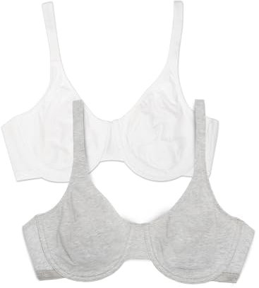 Fruit of the Loom Women's Cotton Stretch Extreme Comfort Bra, Heather Grey/White 86ck, 36C