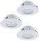 EGLO 3-er Set LED Einbaustrahler Pineda, LED Spots Set aus Kunststoff, 3 LED Einbauleuchten in Weiß, Einbaustrahler LED flach, Einbaustrahler Set warmweiß, Ø 7,8 cm